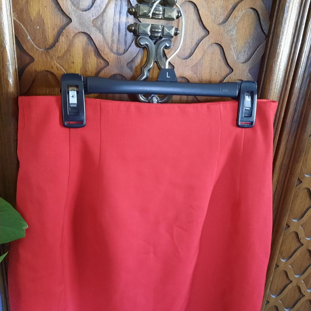 Vintage 90s Structured Shift Pencil Wool Skirt - Red, Size S - Picture 3 of 16